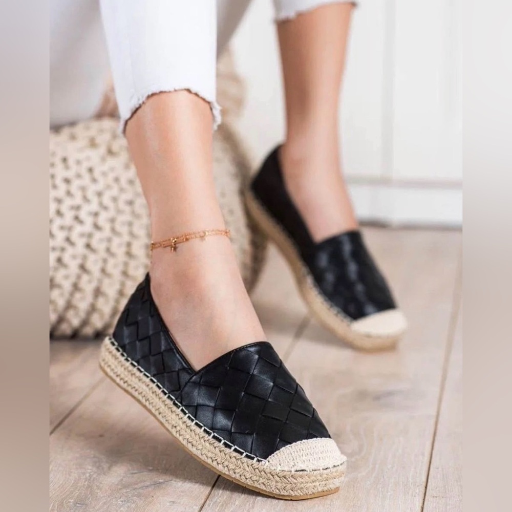 Steve Madden Black Woven Espadrilles